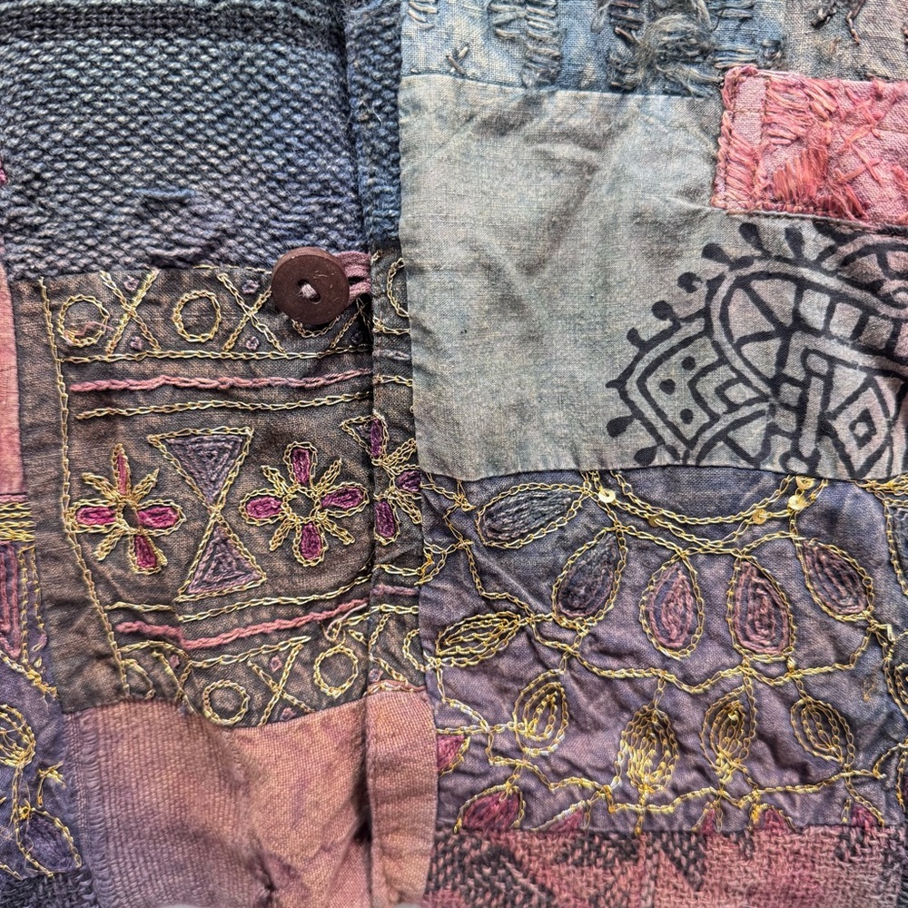 Vintage Patchwork Boho Jacket Embroidered Beaded … - image 4